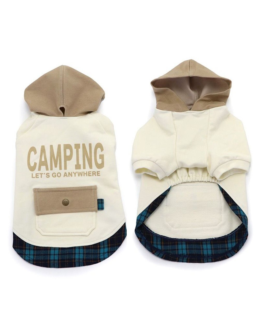 PET PARADISE ペットパラダイス パーカー ホワイト チェック フード ポケット付き 小型犬
