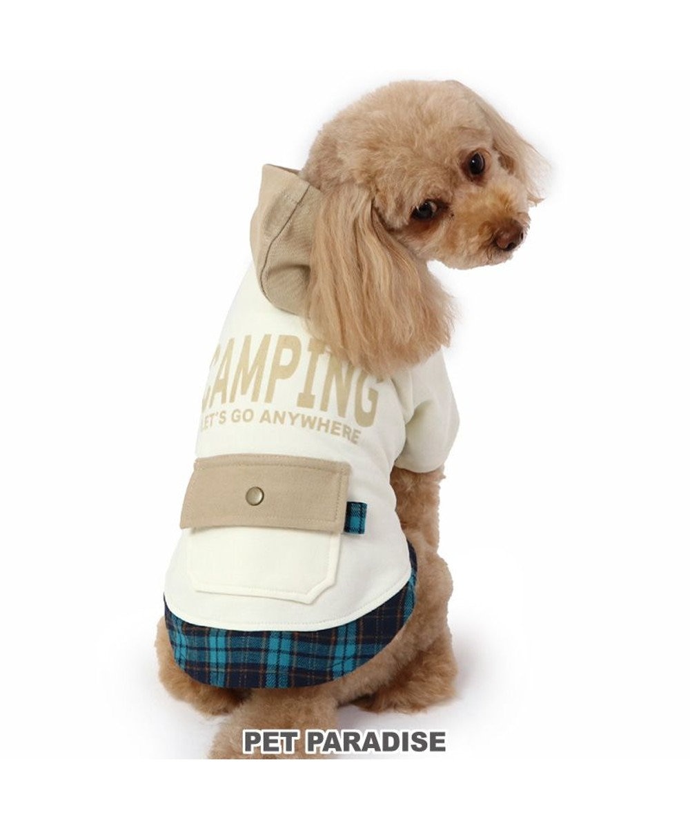 PET PARADISE ペットパラダイス パーカー ホワイト チェック フード ポケット付き 小型犬 ホワイト