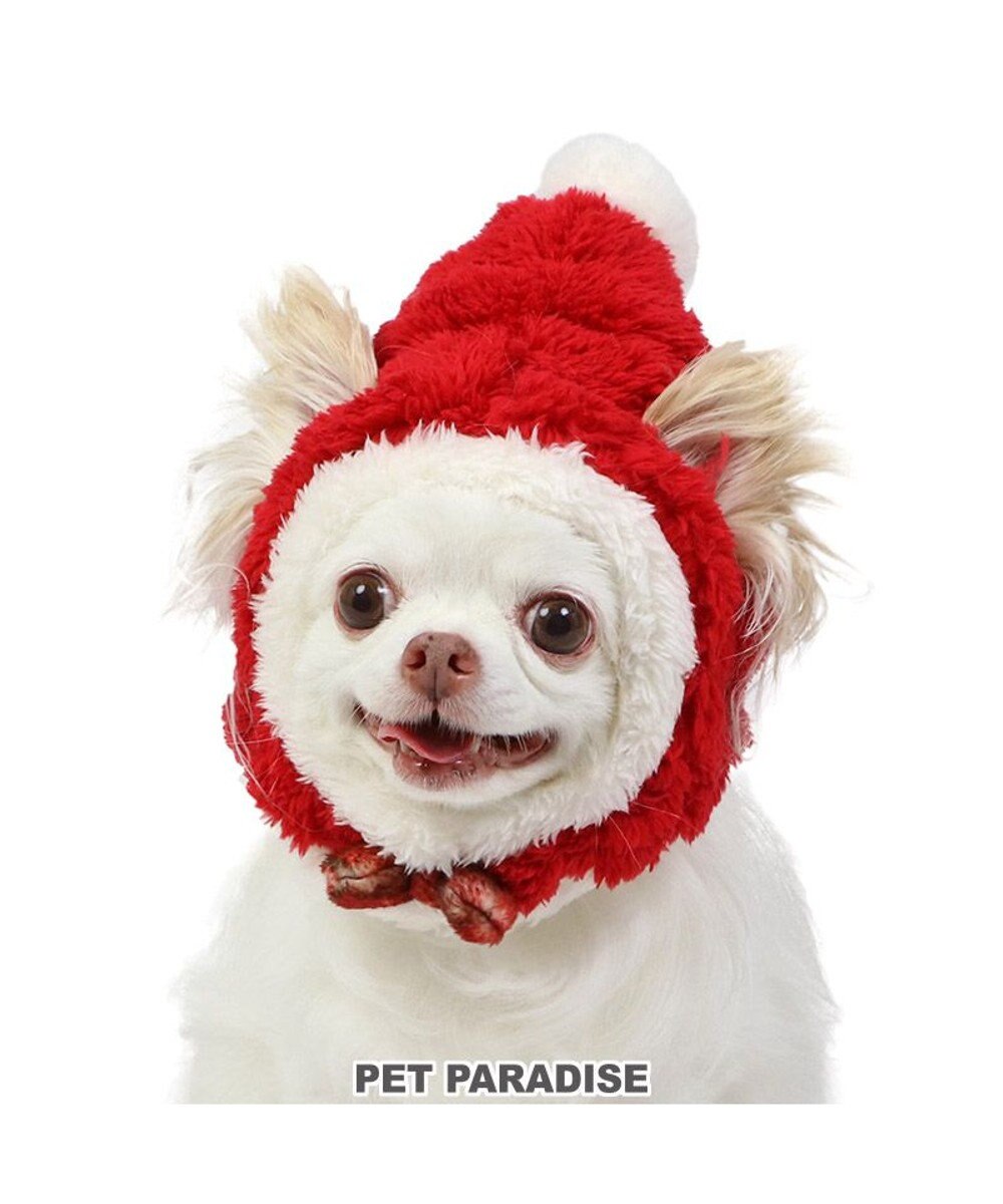 ペットパラダイス クリスマス サンタ帽子 《ふわふわチェック柄 》 小型犬, サンタ, ４Ｓ~３Ｓ