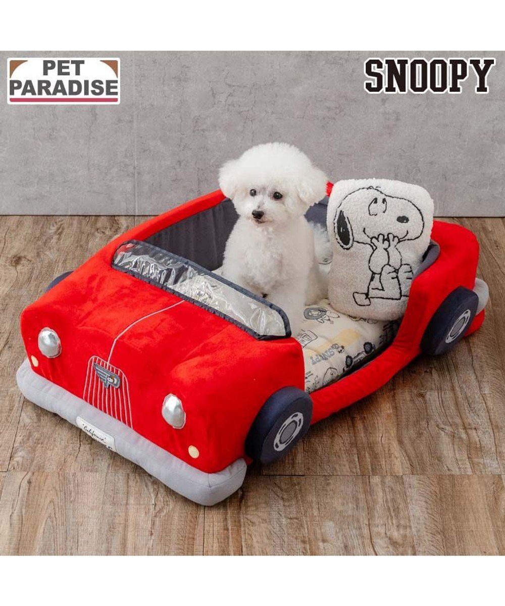 PET PARADISE スヌーピー マイカーカドラー 《レッド》 71×47cm Ｍ 小型犬 