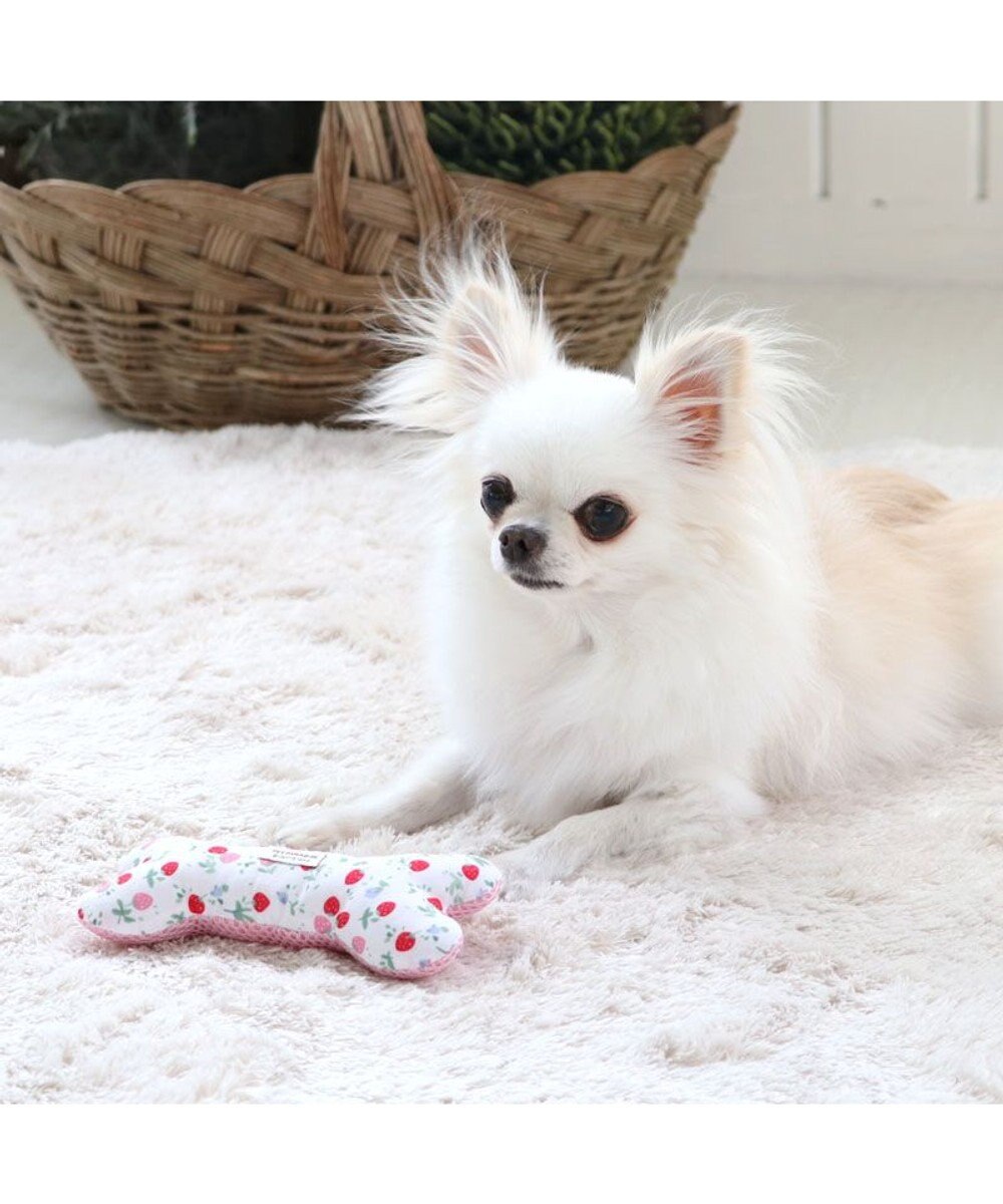 犬 おもちゃ デンタルトイ 骨型 苺柄 ピンク 淡 未登録