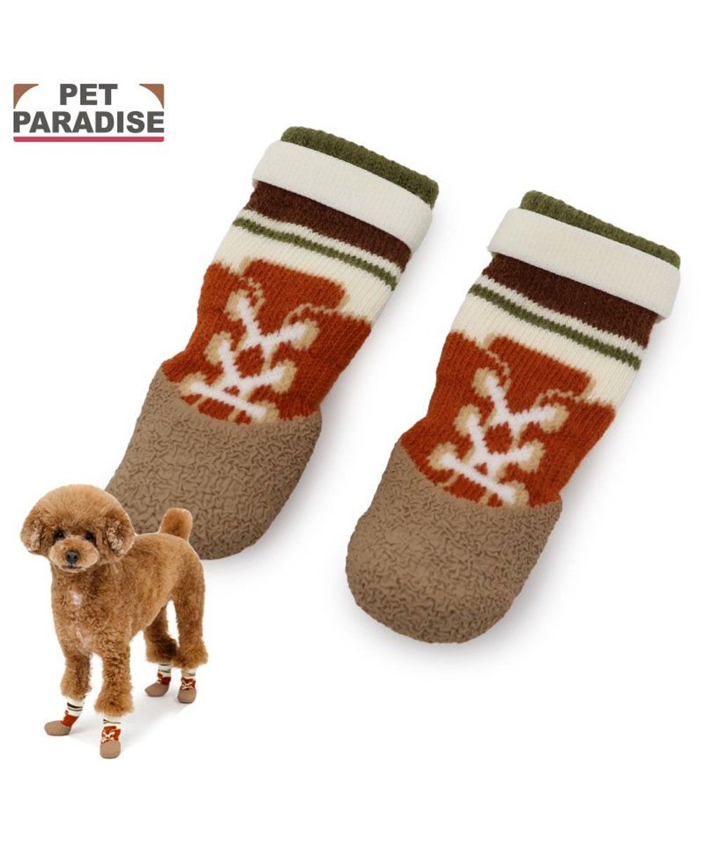 PET PARADISE ペットパラダイス ボーダー フィット靴 ３Ｓ レッド×ベージュ