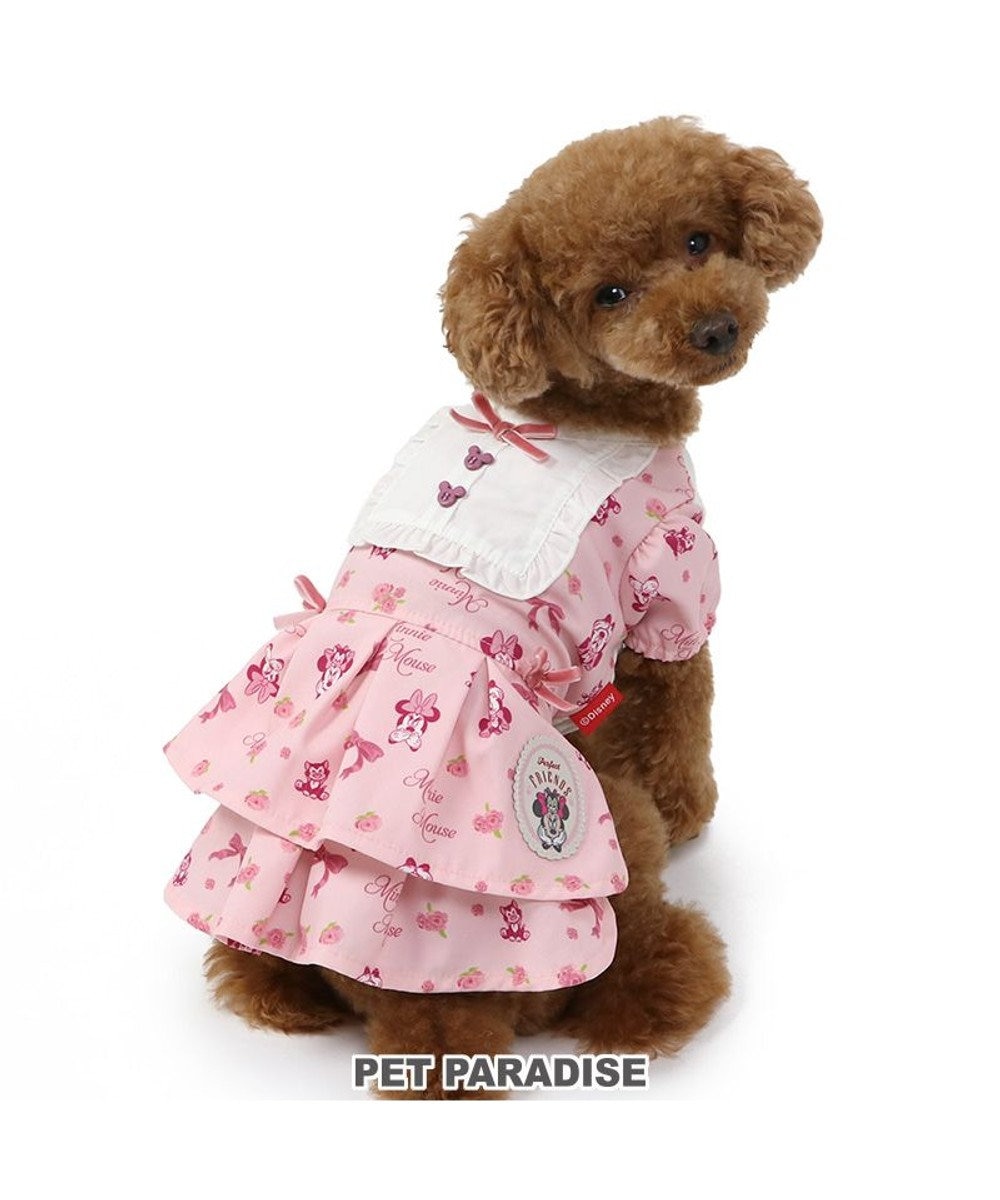 PET PARADISE ディズニー ミニーマウスリボン柄 ワンピース 【小型犬】 ピンク（淡）