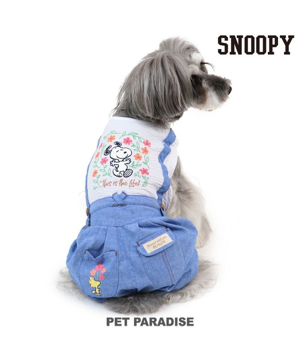 犬服 犬 服 ペットパラダイス スヌーピー フラワーパンツつなぎ 〔小型犬〕 超小型犬 小型犬, 青, ３Ｓ