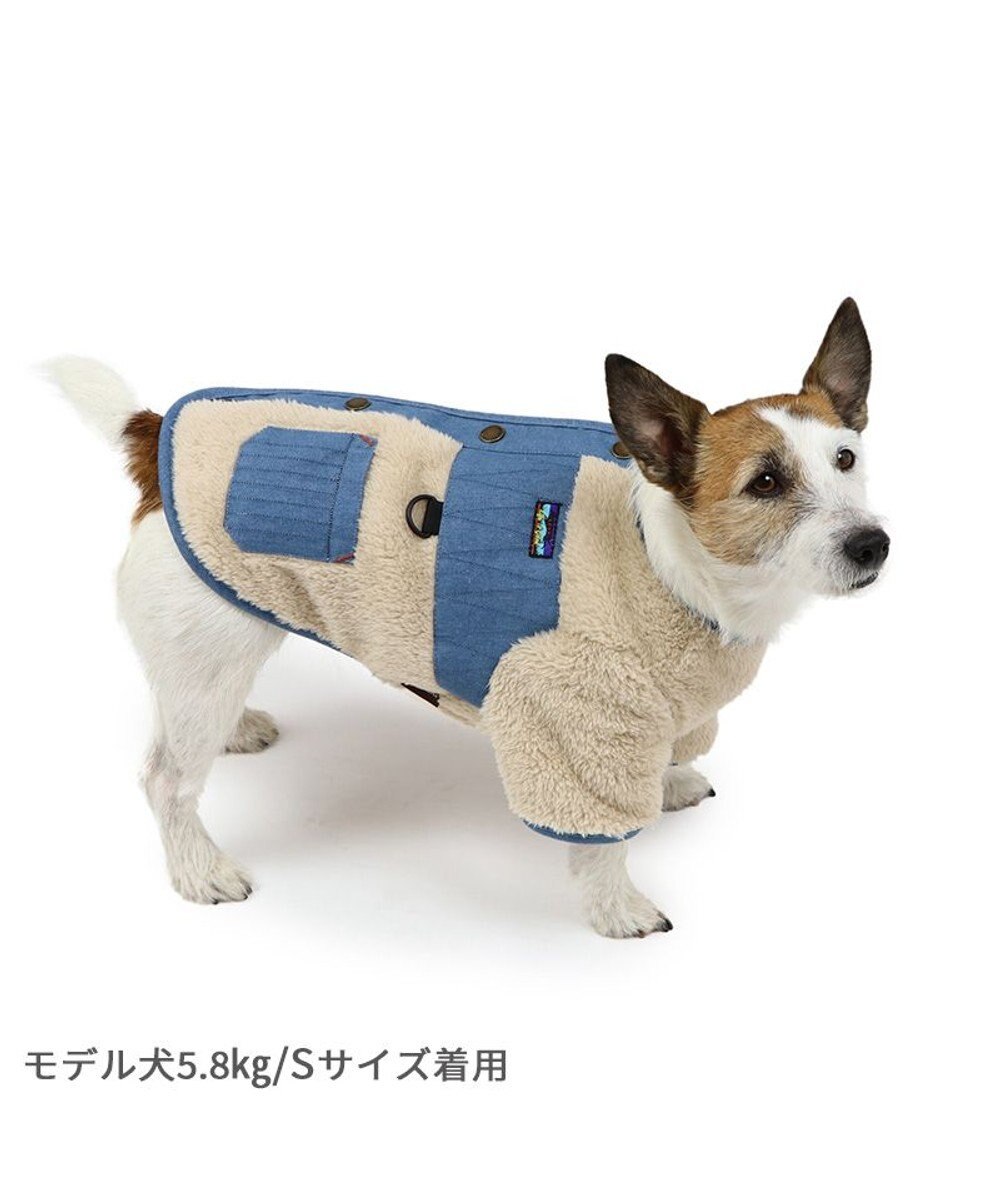 ペットパラダイス デニム ボア ジャケット デニム 小型犬, ブルー, ３Ｓ