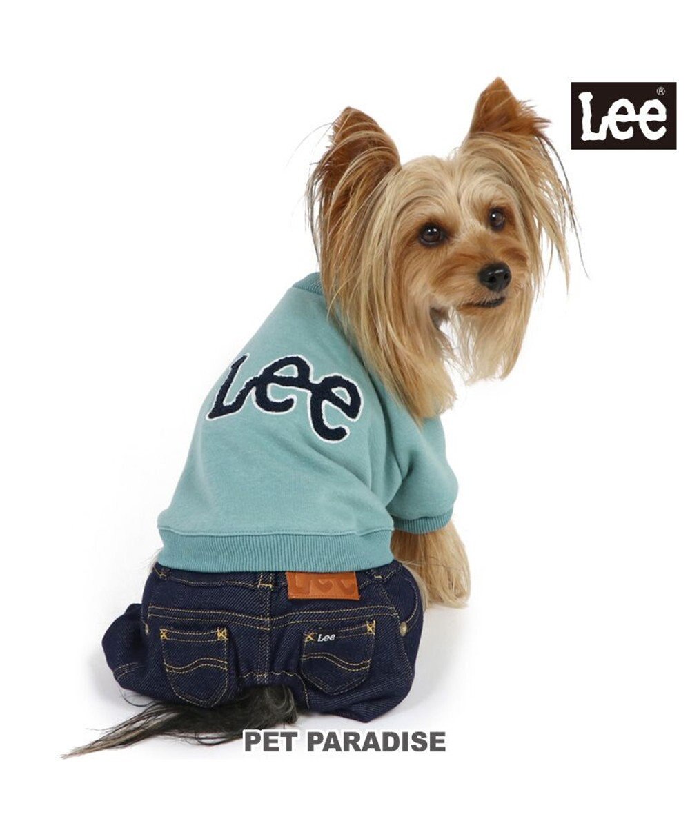 PET PARADISE 犬 服 Ｌｅｅ パンツつなぎ 【小型犬】 デニム ロゴ刺繍 青緑