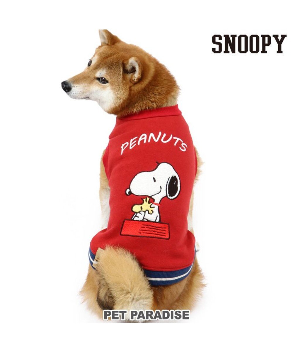 PET PARADISE 犬 服 春服 スヌーピー トレーナー 赤 〔中型犬〕 お皿 グッズ ペットウエア ペットウェア ドッグウエア ドッグウェア 赤