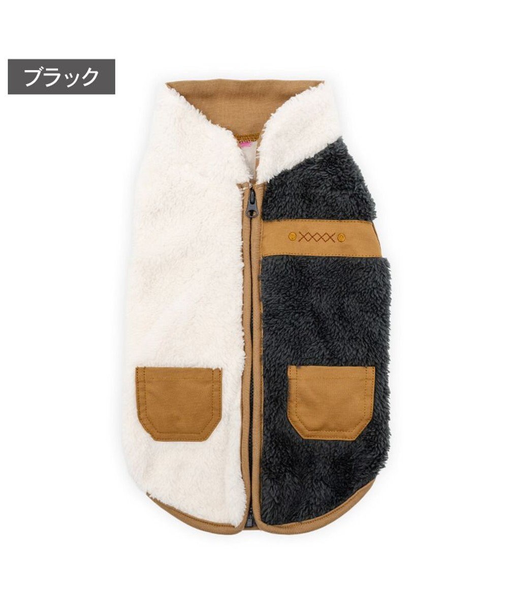 PET PARADISE ペットパラダイス 切替え 背開き ジップアップ ベスト 《ブラック》 中型犬 大型犬 