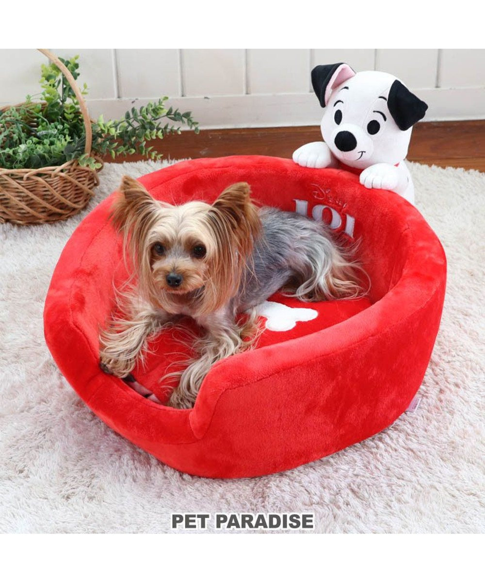 PET PARADISE 犬 ベッド ディズニー １０１匹わんちゃん カドラーベッド (53×53cm) 赤