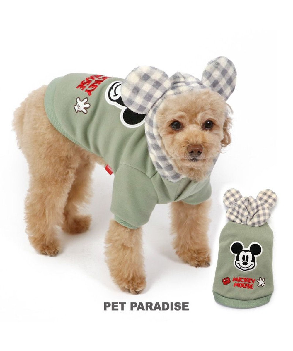 PET PARADISE 犬 服 秋冬 ディズニー ミッキーマウス パーカー 【小型犬】 ふわふわ カーキ