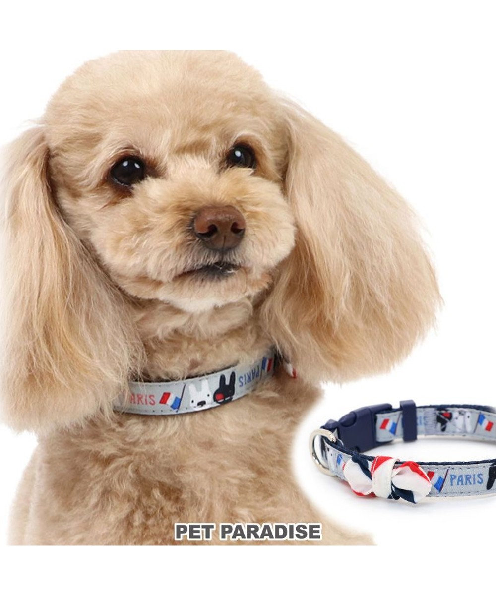 PET PARADISE リサとガスパール リボン付き首輪 《パリ柄》 Ｓ 小型犬 グレー