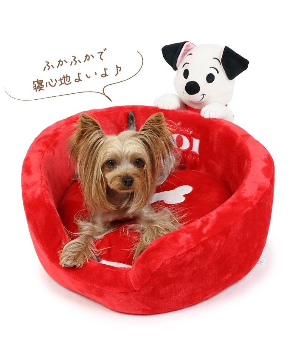 犬 ベッド ディズニー １０１匹わんちゃん カドラーベッド (53×53cm), 赤, -