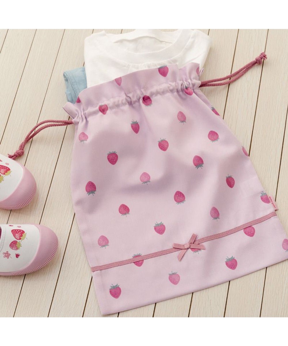 Mother garden マザーガーデン 野いちご 巾着 大《レトロストロベリー柄》 