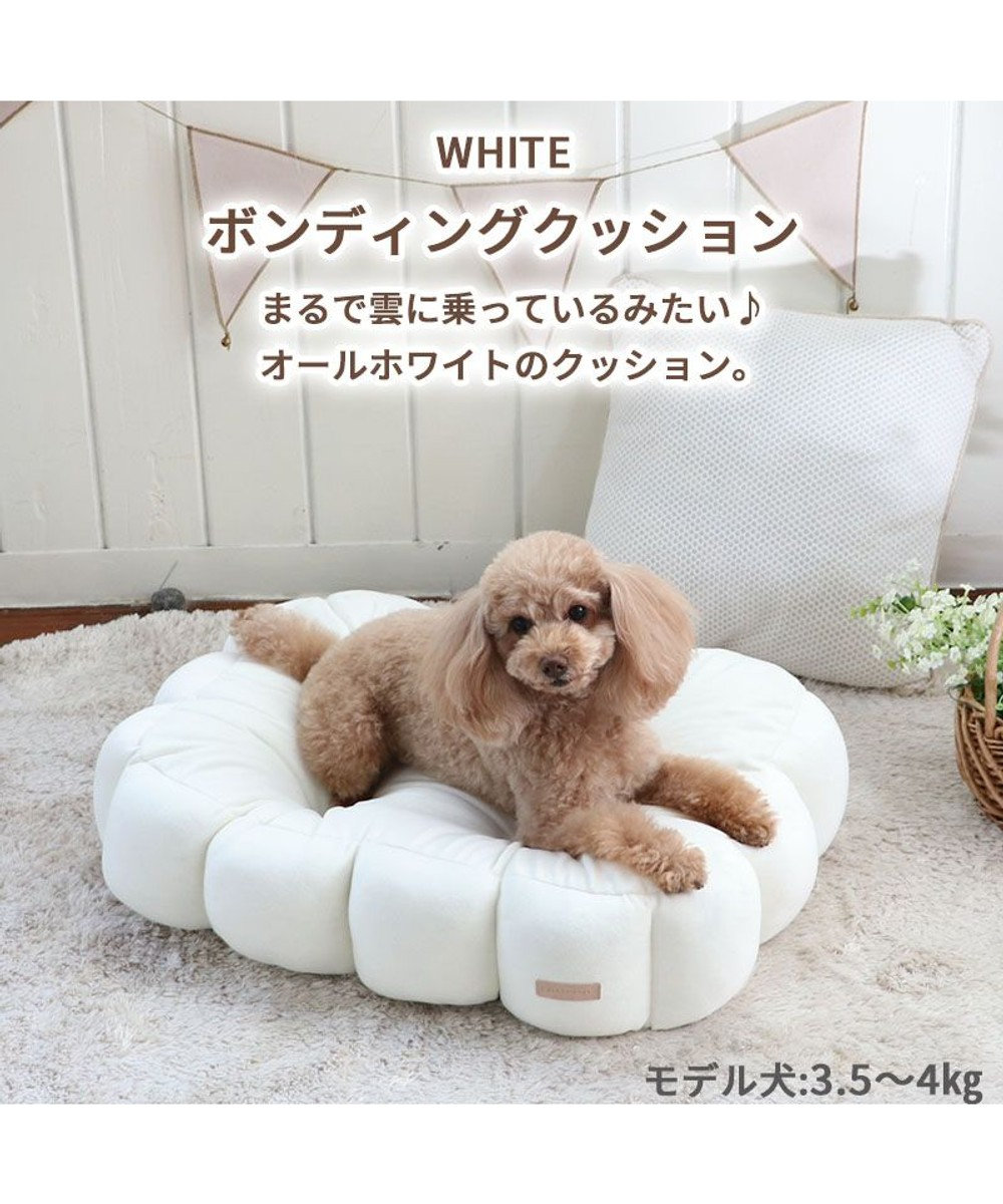 犬 クッション ボンディングクッション (60×50cm) ホワイト / PET