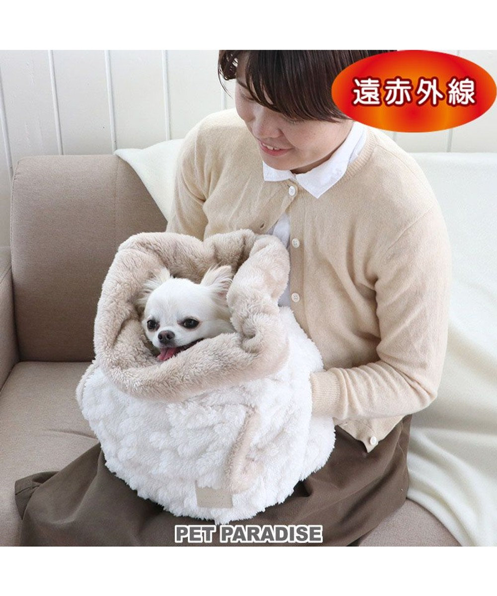 PET PARADISE 犬 ベッド 遠赤外線 犬たんぽ (32×38cm) アランボア柄 白~オフホワイト