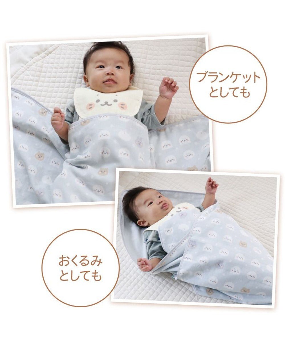 Mother garden しろたん 総柄 おくるみ 四重ガーゼ  ベビーブランケット 100cm×100cm 正方形 