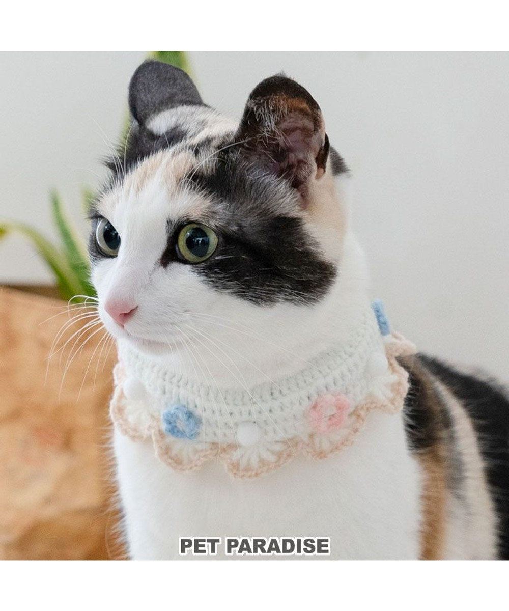 PET PARADISE ペットパラダイス 猫首輪 お花編み S / M ホワイト