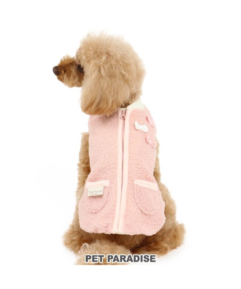 PET PARADISE 犬 服  ベスト 〔小型犬〕 りぼん 背開き ボア 桃 犬服 犬の服 犬 服 ペットウエア ペットウェア ドッグウエア ドッグウェア ベビー 超小型犬 小型犬暖かい ピンク（淡）