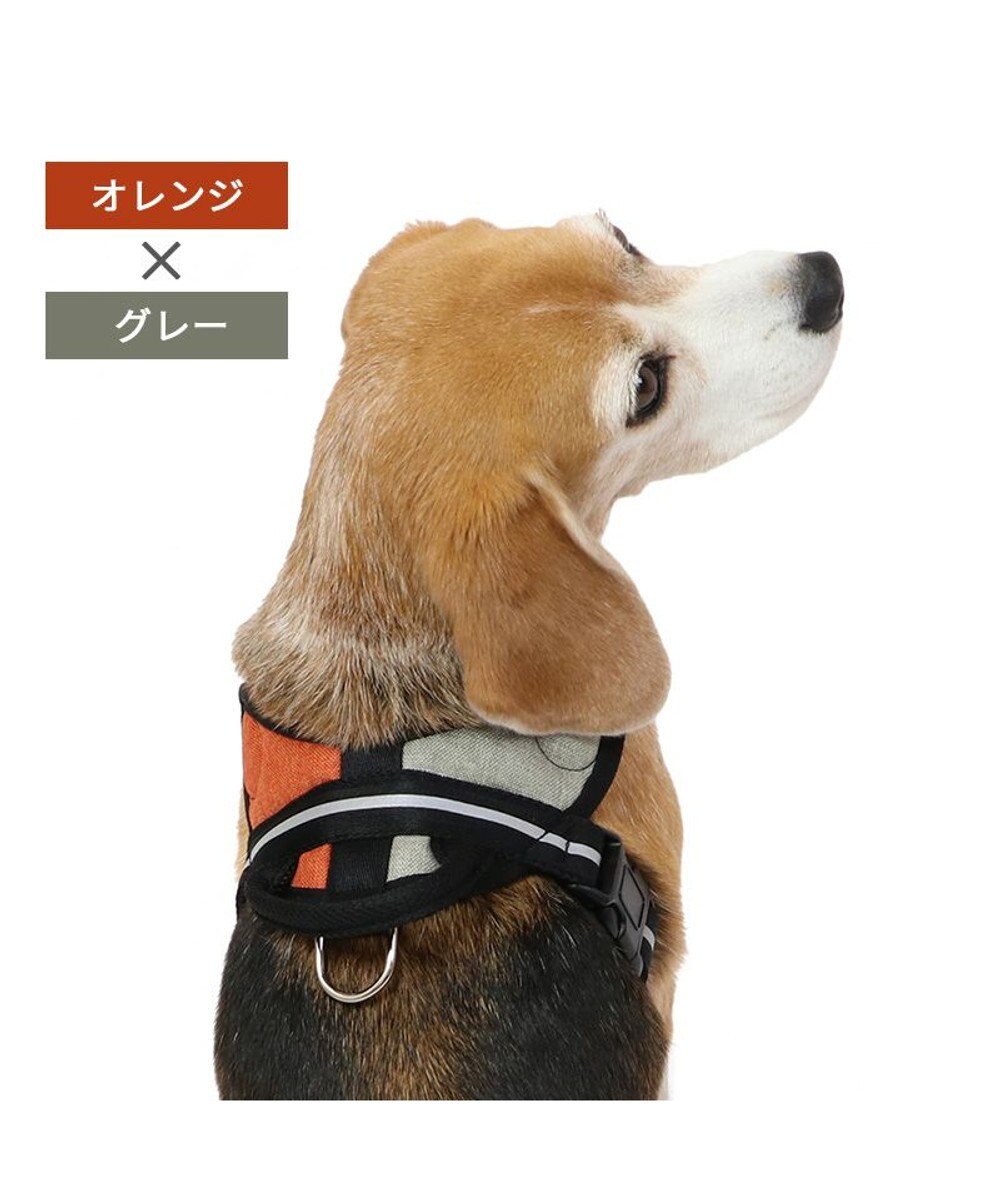 PET PARADISE ヘッドインハーネス  【ＳＭ】 オレンジ / ブルー 【中型犬】 オレンジ×グレー