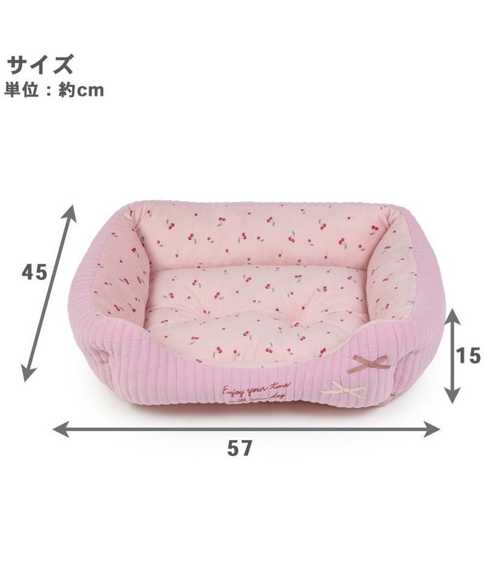 PET PARADISE 犬 ベッド キルト カドラーベッド (57×45cm) 《グレージュ/ ピンク /ホワイト》 