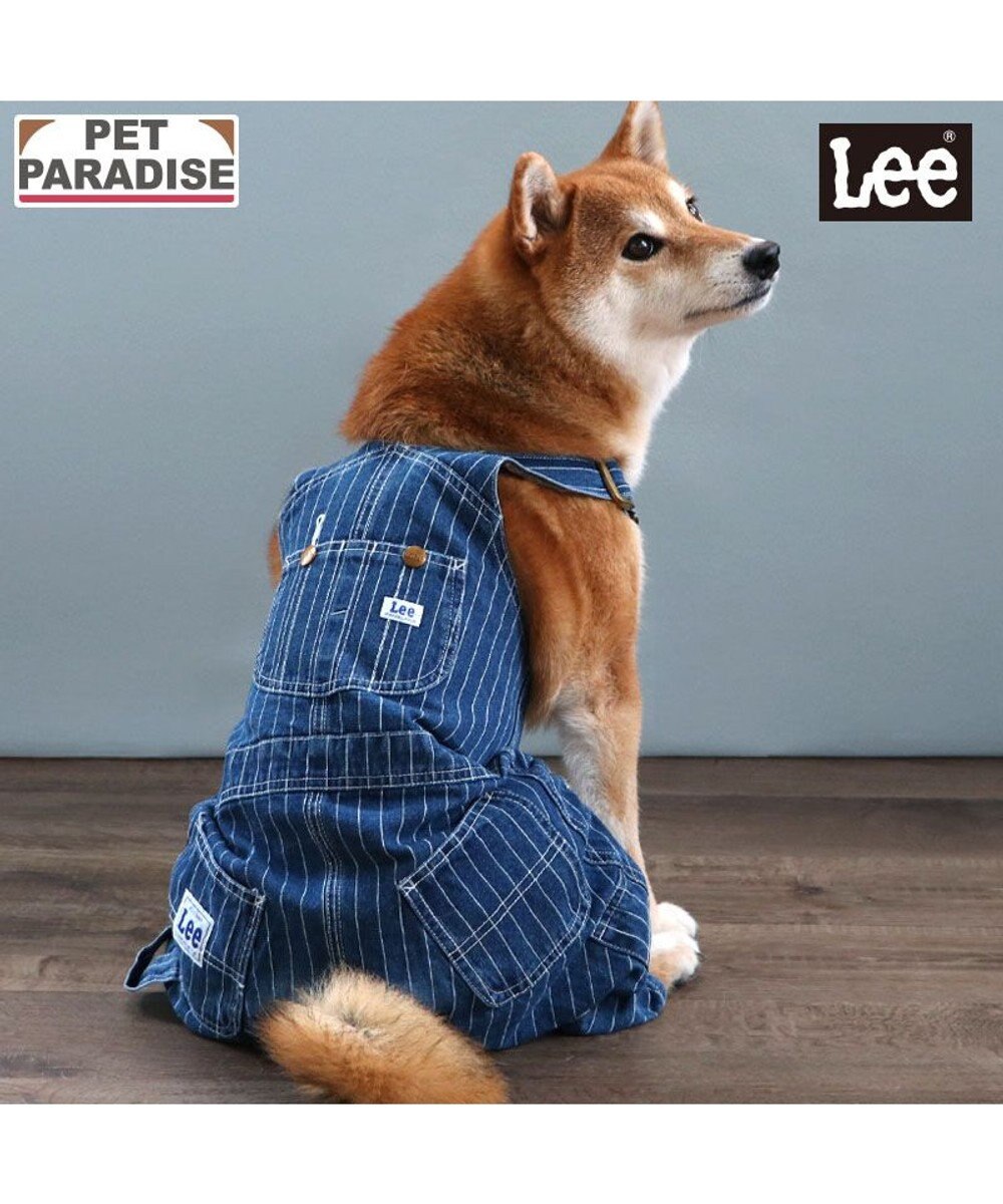 PET PARADISE Lee ストライプ オーバーオール 中型犬 大型犬 インディゴブルー