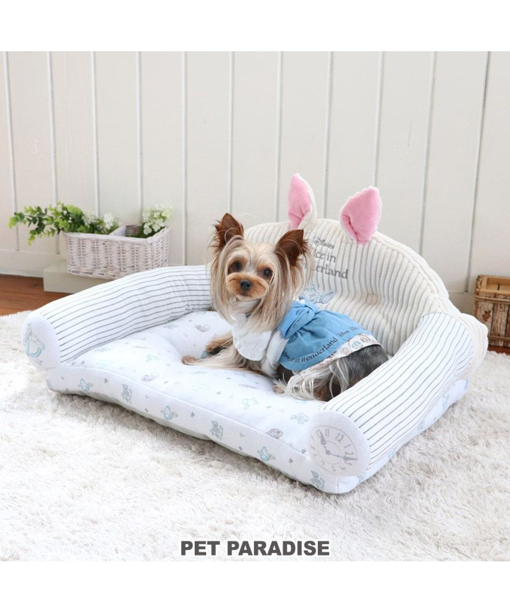 PET PARADISE 犬 ベッド おしゃれ ディズニー ふしぎの国のアリス カドラーベッド (65×45cm) 白~オフホワイト