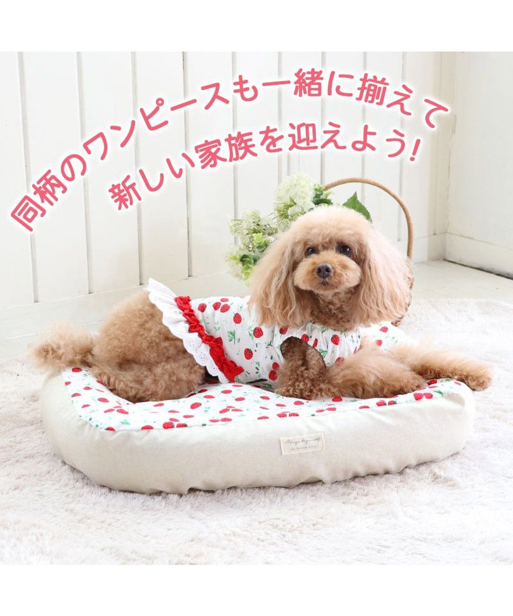 犬 ベッド おしゃれ (57×45cm) 苺柄 イチゴ いちご 着脱カバー 犬 猫 ベッド マット 小型犬 介護 おしゃれ かわいい ふわふわ  あごのせ, 苺柄, Ｐ／5ｋ