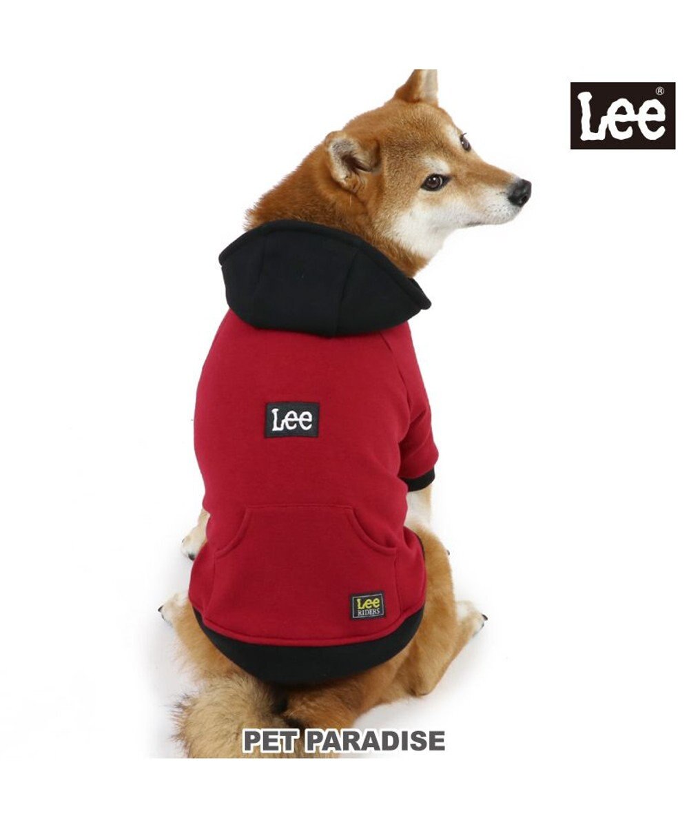 PET PARADISE 犬 服 Ｌｅｅ パーカー 【中型犬】【大型犬】 ロゴ  赤 赤