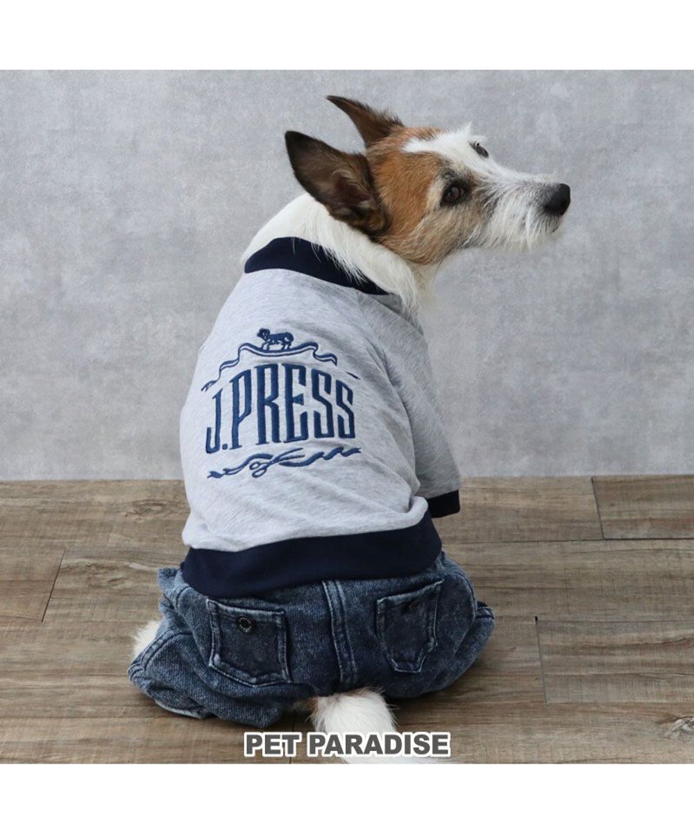 PET PARADISE J.PRESS デニム風 パンツつなぎ 小型犬 グレー×ネイビー