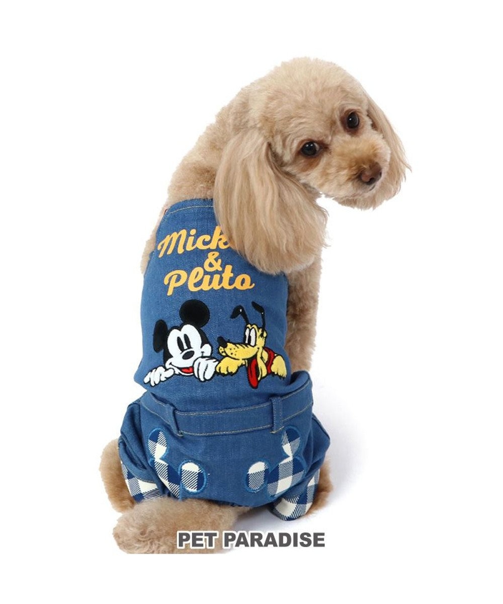 PET PARADISE ディズニー ミッキーマウス＆プルート  お散歩柄オーバーオール   【小型犬】 紺（ネイビー・インディゴ）