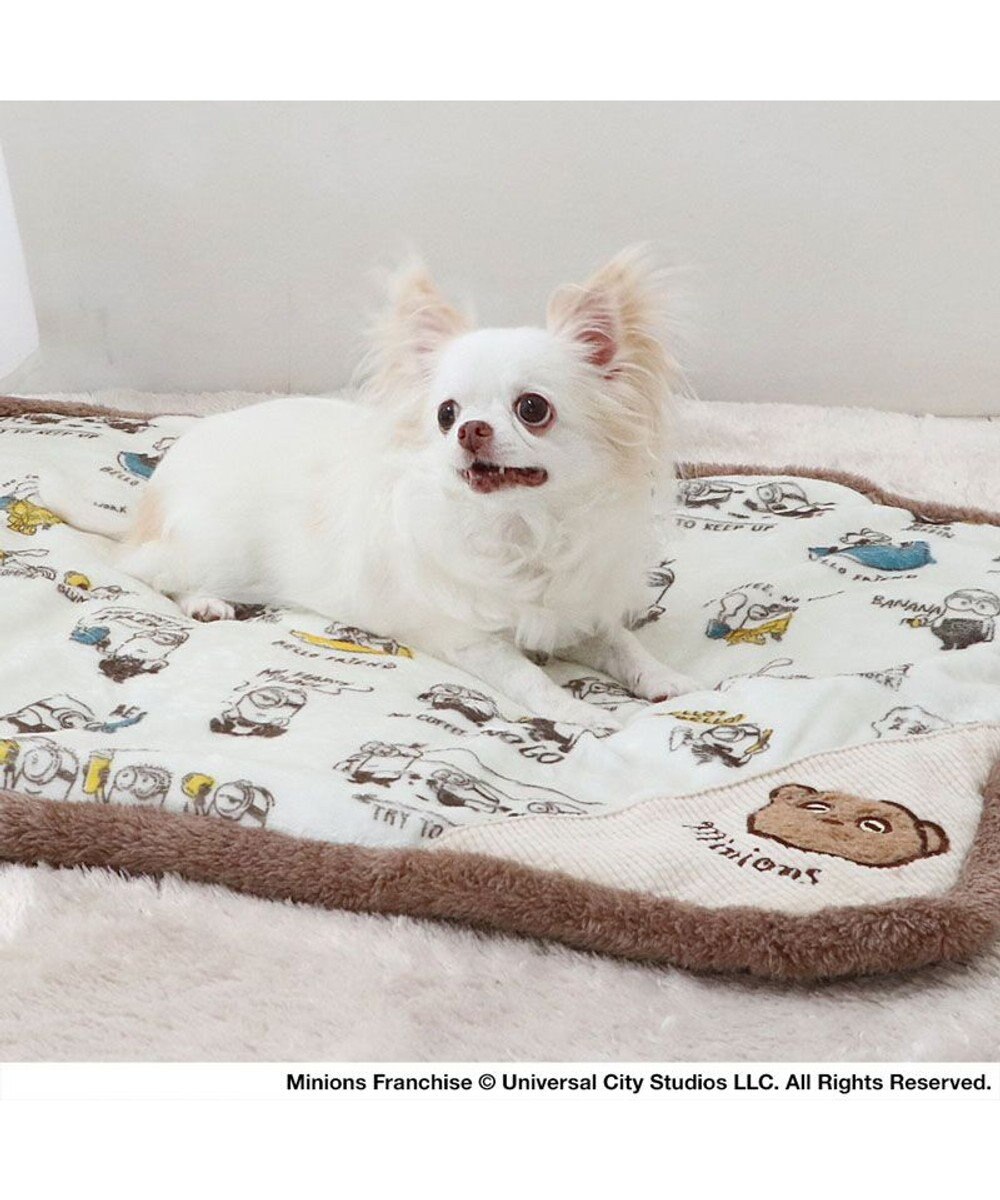 PET PARADISE ミニオン 遠赤外線 ボアマット 角型《コーヒ柄》 