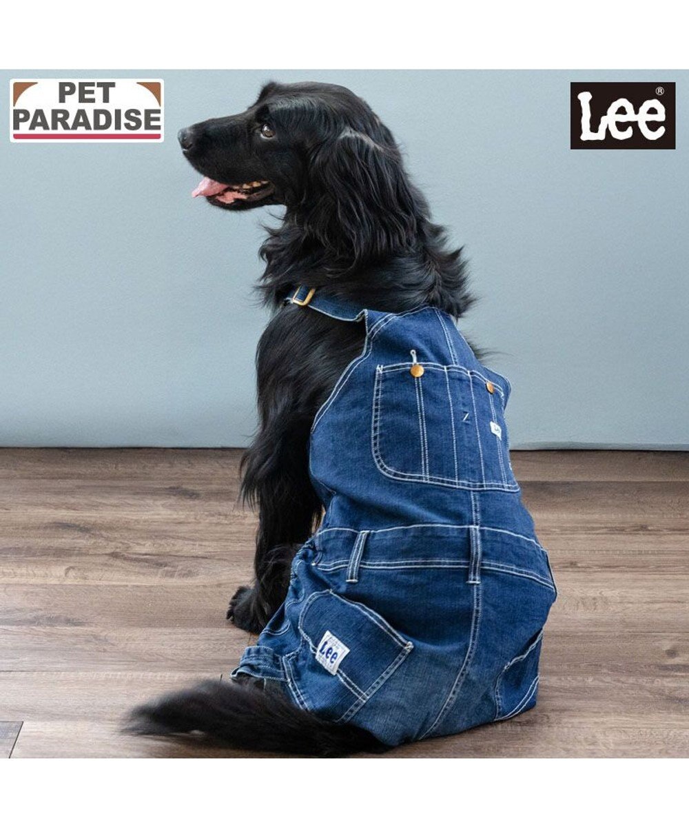 PET PARADISE Lee デニム 白ステッチ オーバーオール  中型犬 大型犬 ネイビー