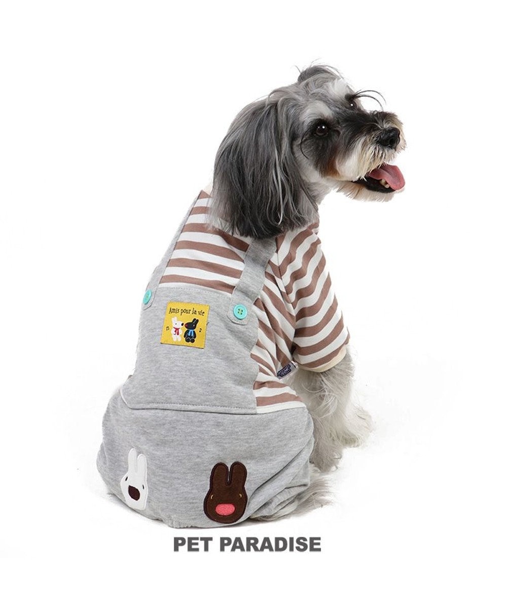 PET PARADISE 犬 服 リサとガスパール パンツつなぎ 【小型犬】 ボーダー グレー