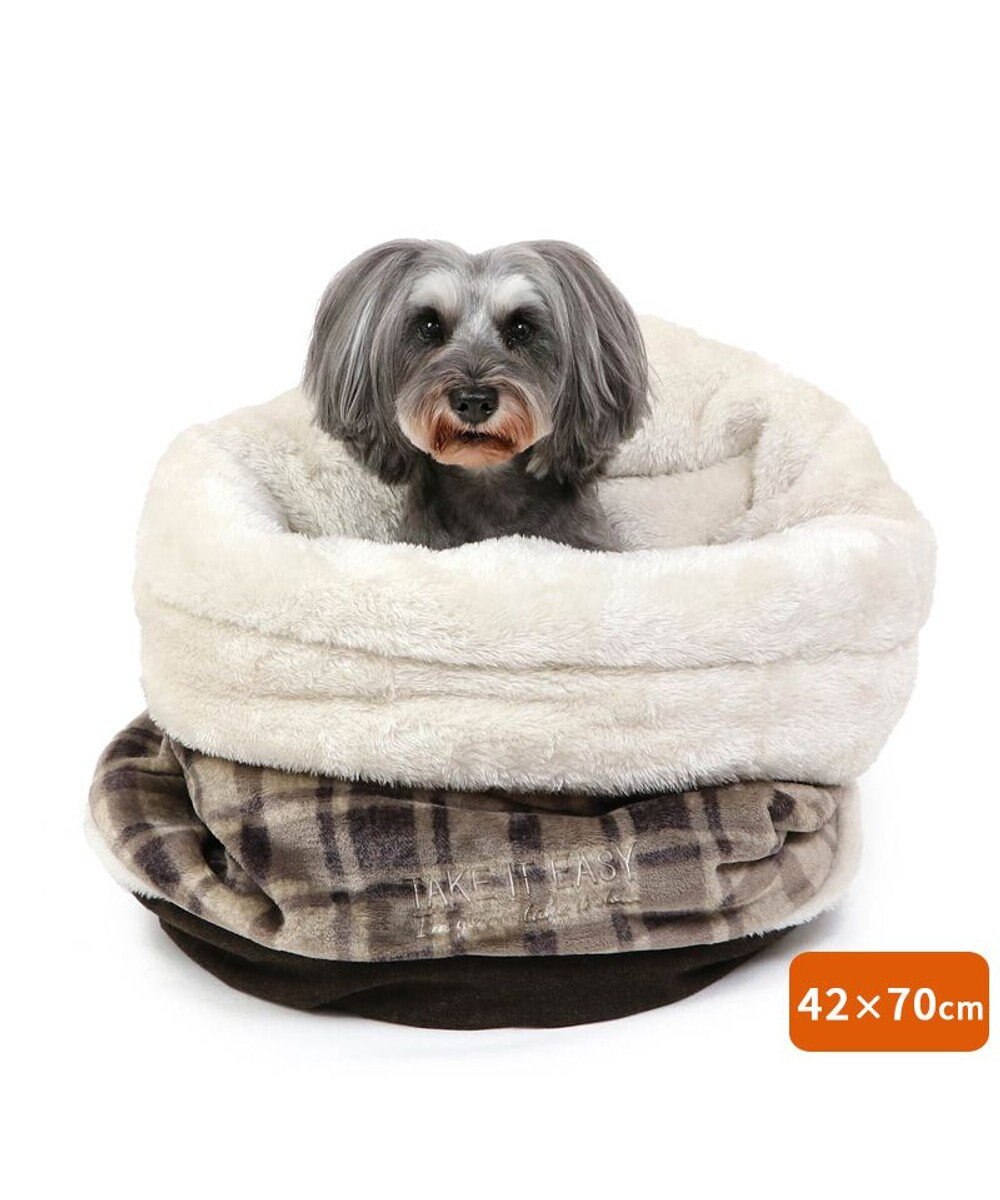 PET PARADISE ペットパラダイス 筒形寝袋 遠赤外線 《チェック柄》 42cm×70cm 