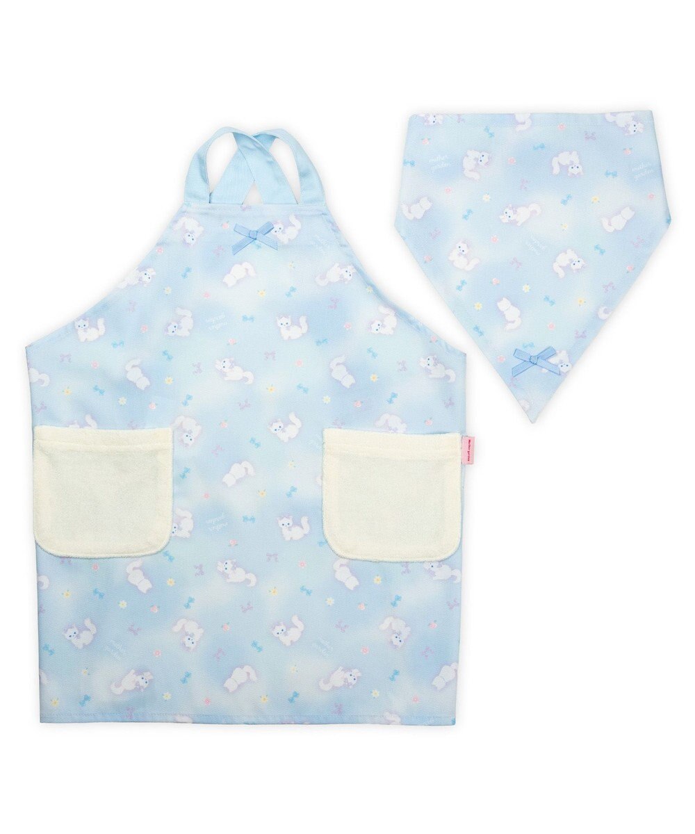 Mother garden マザーガーデン バッククロスエプロン 三角巾付き 100～120cm 《ふわねこ柄》 