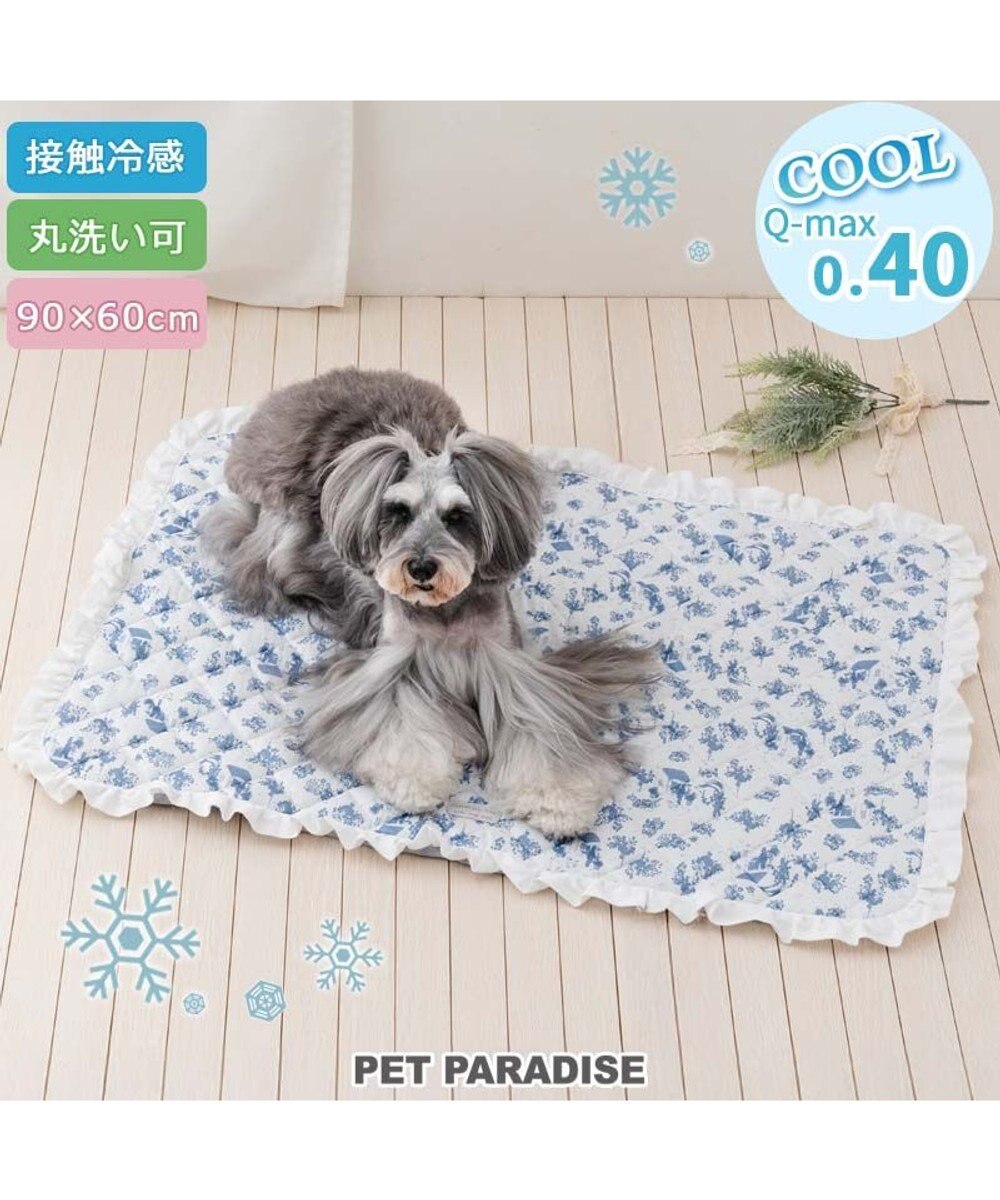 PET PARADISE ペットパラダイス クールマット 《トワルドジュイ柄》 Ｍ ホワイト×ブルー