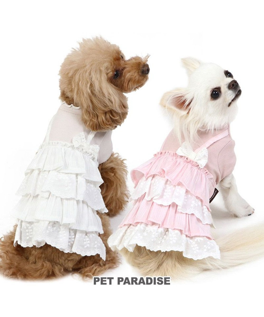 PET PARADISE 犬の服 犬 冬服 ワンピース 【小型犬】 重ね着風 ピンク ホワイト ピンク（淡）