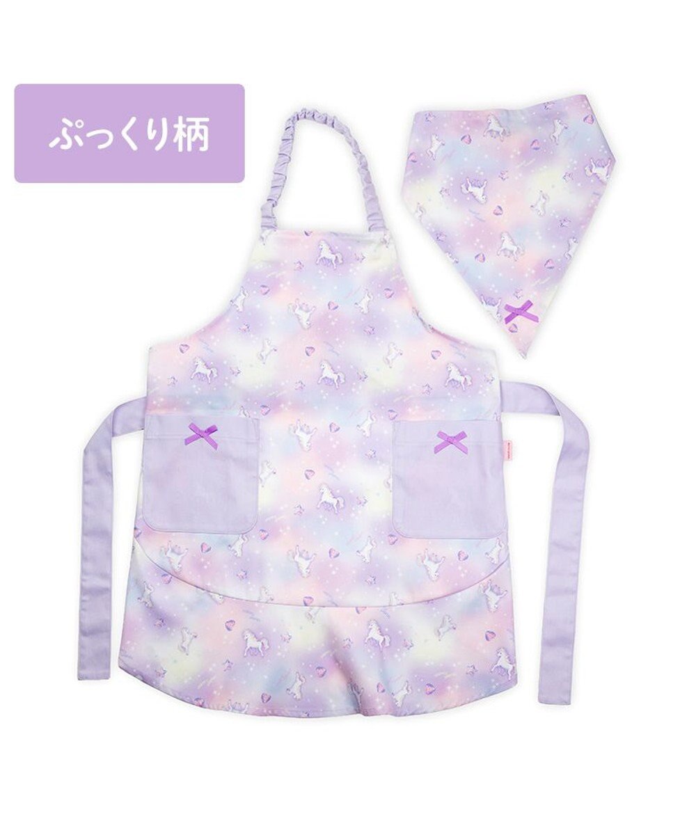 Mother garden マザーガーデン ユニコーン フリルエプロン 三角巾付き 130～150cm 《ぷっくり柄》 