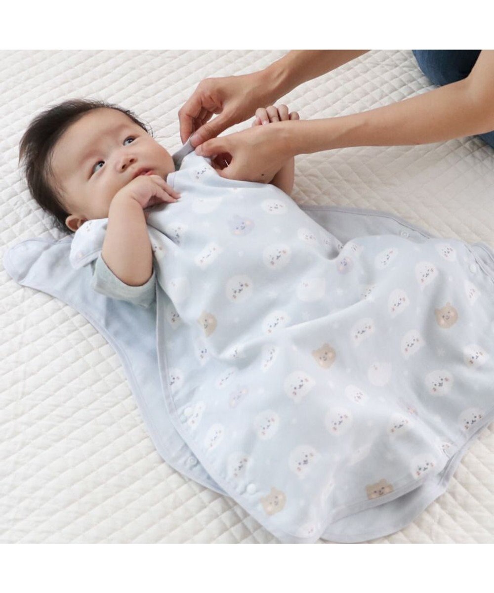 Mother garden しろたん 総柄 スリーパー 四重ガーゼ ベビー おくるみ 