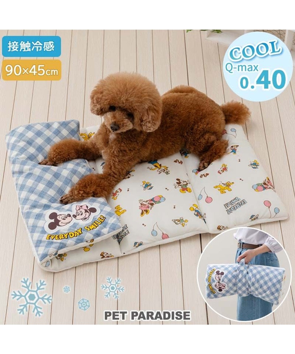 PET PARADISE ディズニー ミッキーマウス クールロールマット 《風船柄》 ホワイト×ブルー