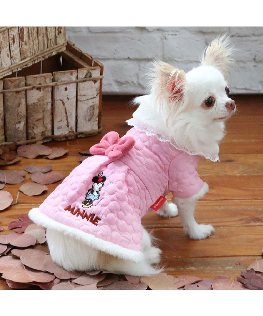 ディズニー ミニーマウス 遠赤外線 コート 《お花柄》 小型犬, ピンク（淡）, ３Ｓ