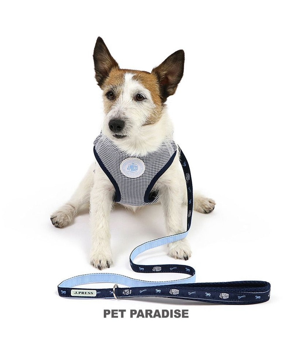 PET PARADISE J.PRESS  ギンガムチェック ハーネス&リード   Ｓ 小型犬 ネイビー