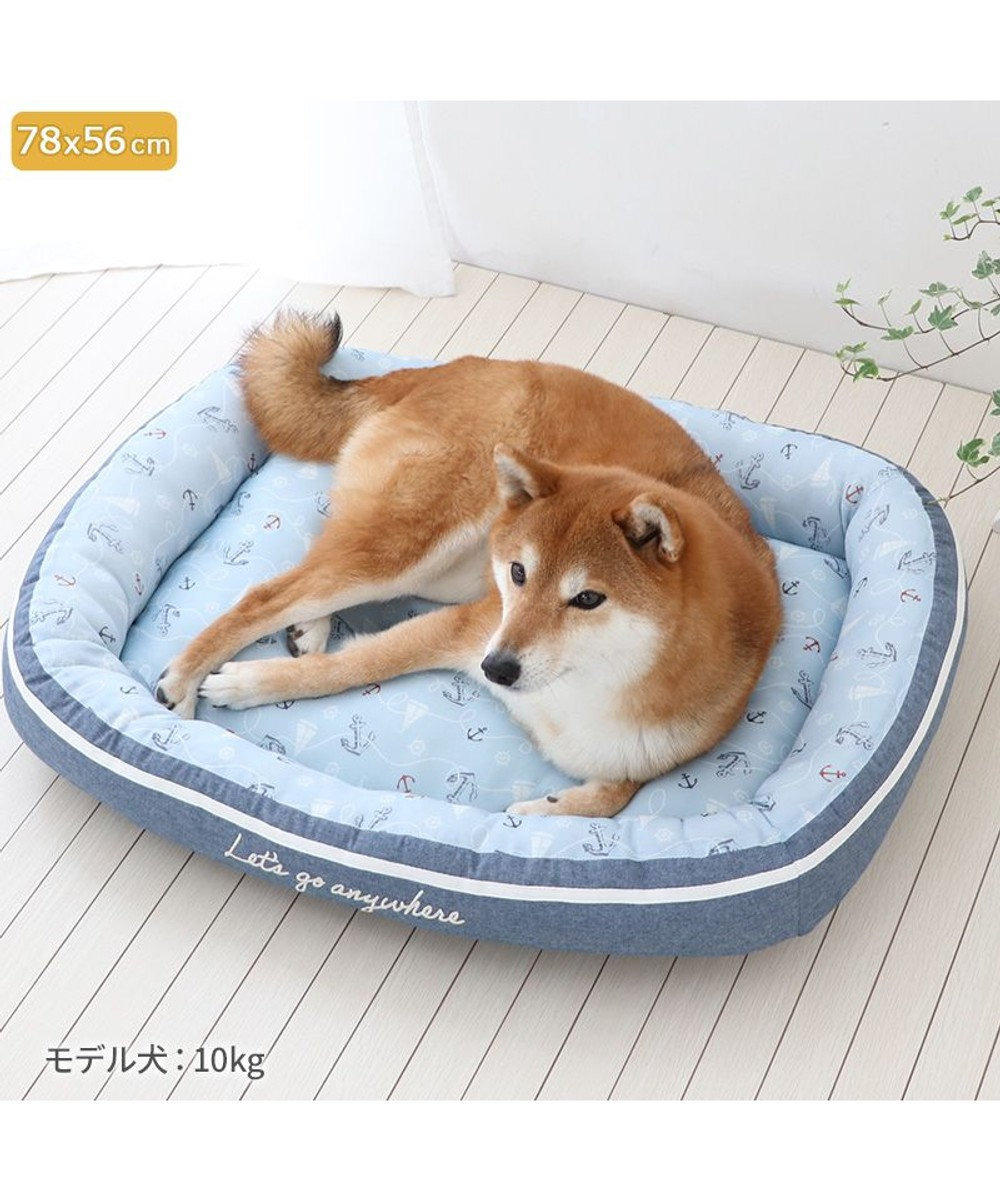 ペットパラダイス クールカドラー 角型《マリン柄》 中型犬 大型