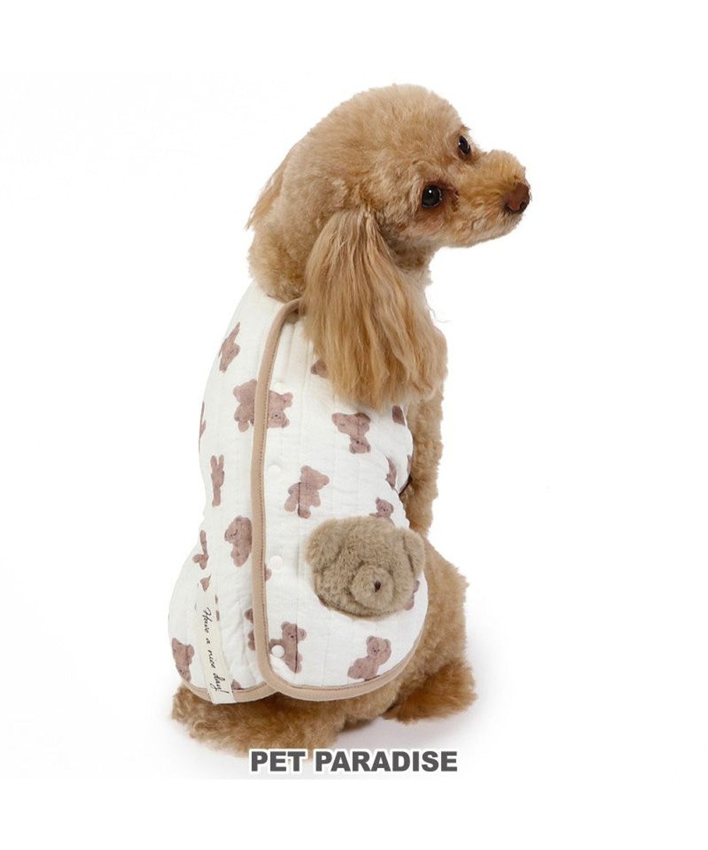 PET PARADISE ペットパラダイス ふわりとキルト ベスト くま柄 小型犬 白~オフホワイト