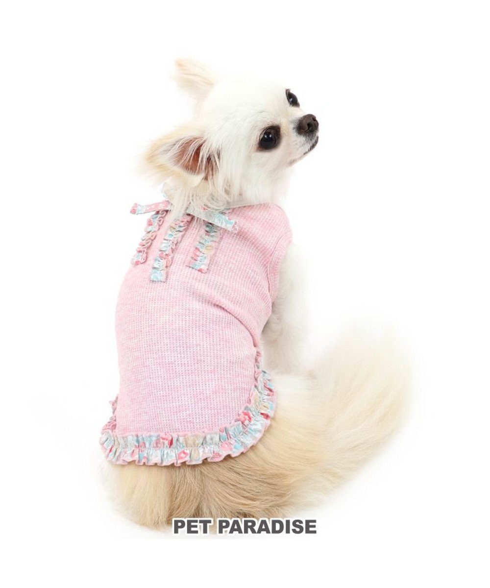 PET PARADISE 犬 服 タンクトップ 【小型犬】 花柄 フリル ピンク（淡）