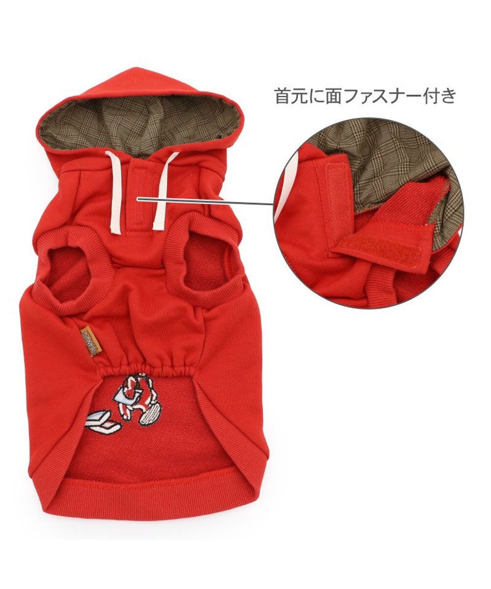 PET PARADISE スヌーピー カレッジロゴ パーカー 《レッド》 中型犬 大型犬