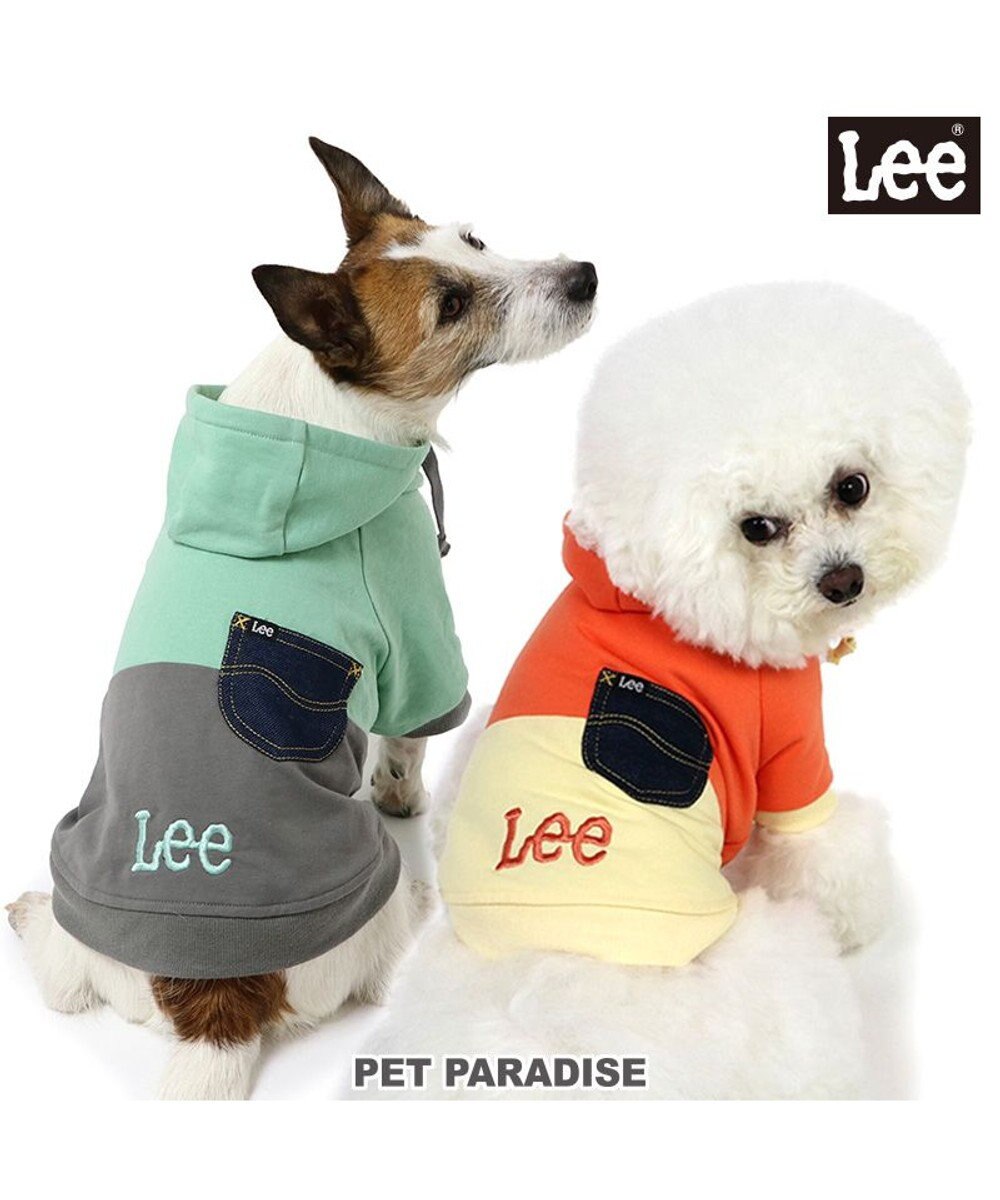 PET PARADISE Lee バイカラー フード付きパーカー 《グリーン》 小型犬 