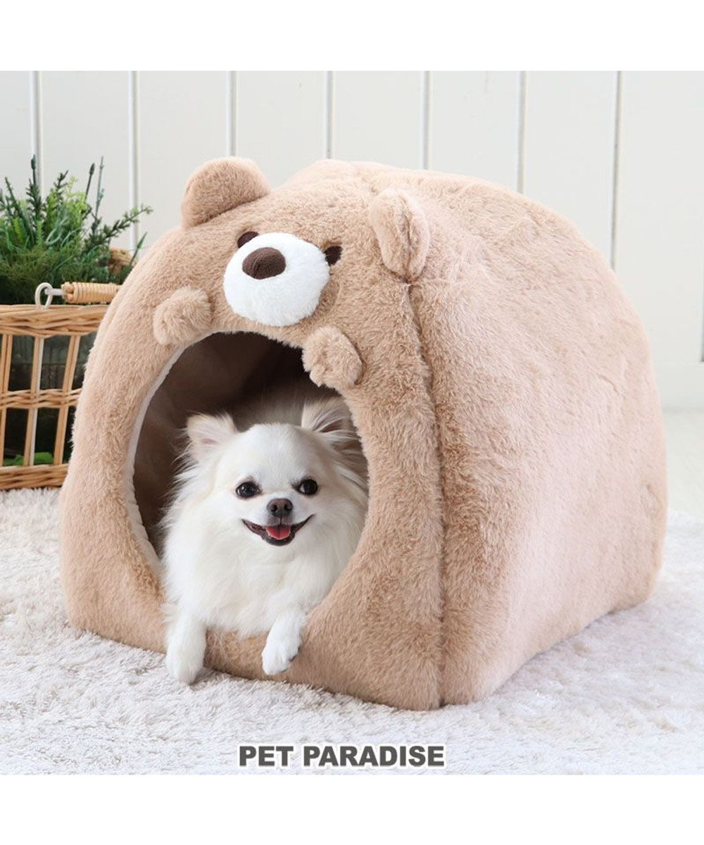 PET PARADISE ペットパラダイス くま ハウス  (38×40cm) くまちゃん柄 茶系