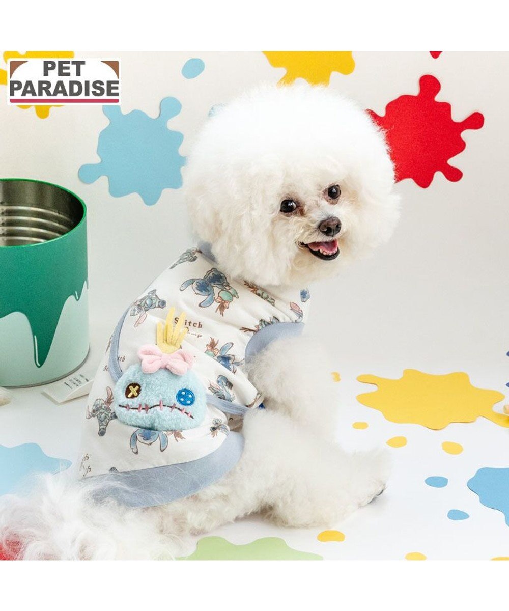 PET PARADISE ディズニー スティッチ＆スクランプ トレーナ 小型犬 ホワイト×ブルー