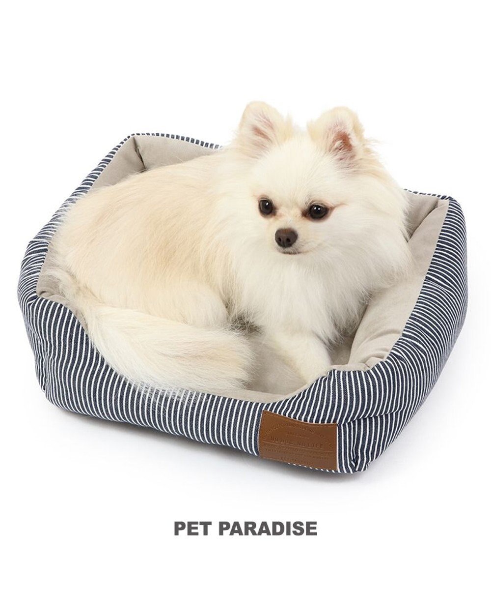 PET PARADISE ヒッコリー ベッド カドラー(38×32cm) 【超小型犬】 紺（ネイビー・インディゴ）